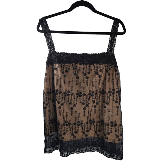 Lace Cami Top Women's Sleeveless Floral Lined Tank black taupe ivory PLUS XXL - Picture 1 of 7